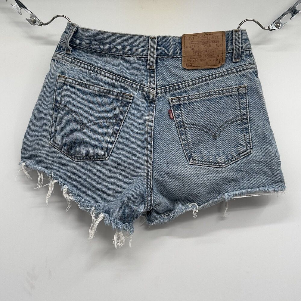 Vintage LEVI'S 912 Slim Fir Size 9 Jr 1990s Made In USA raw hem buttie short “XS